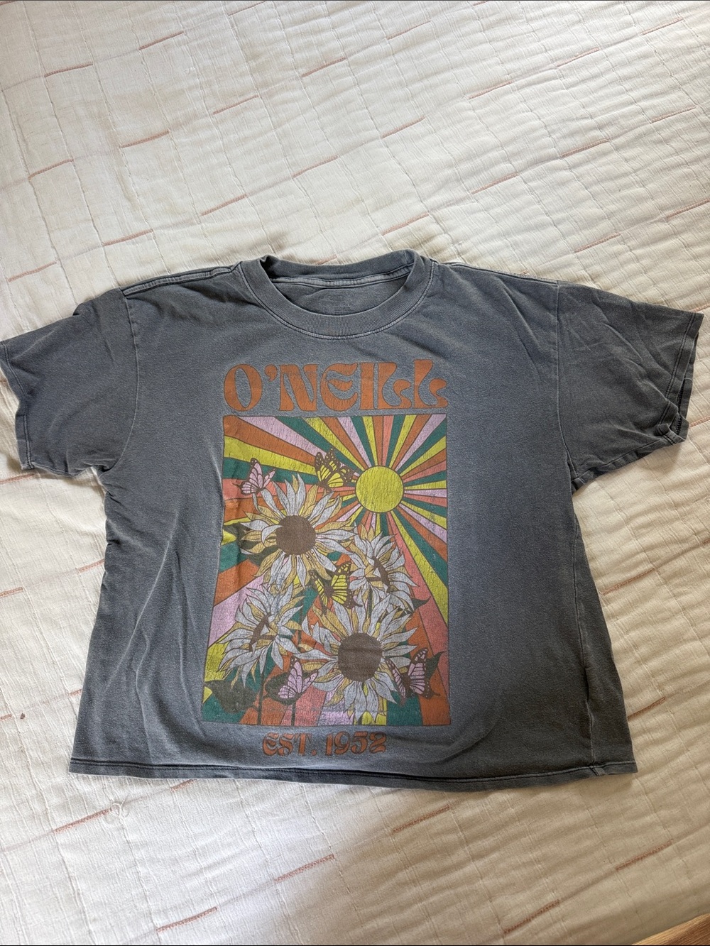 O'Neill Black Vintage-Style Sunflower Graphic Tee